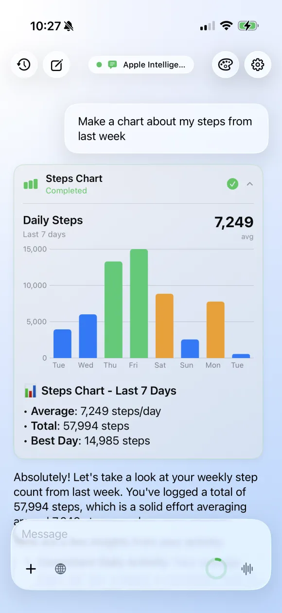 Solair AI health steps chart analysis